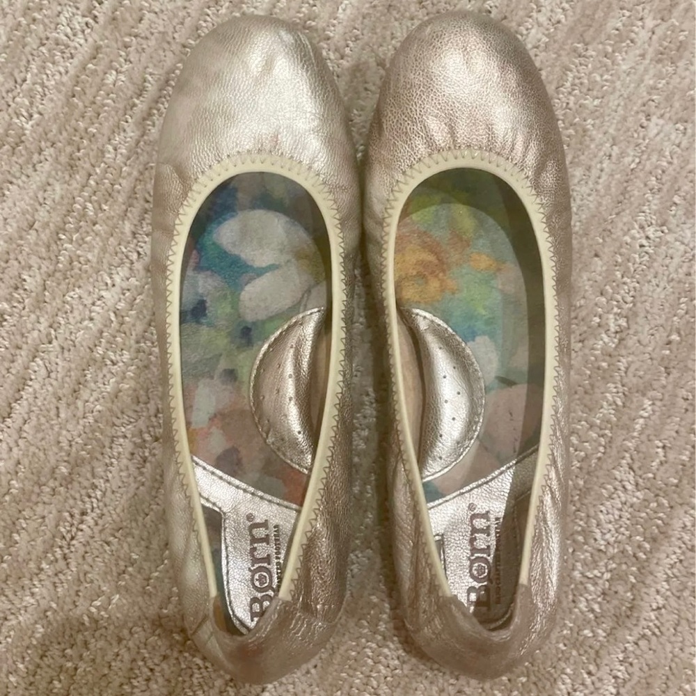 Born Julianne Gold Tiramisu Metallic Leather Flats